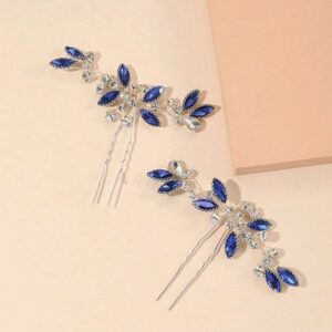 Epingle cheveux strass bleue - lot de 2