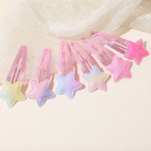 Pinces enfants étoiles pailletées tie and dye (lot de 6)